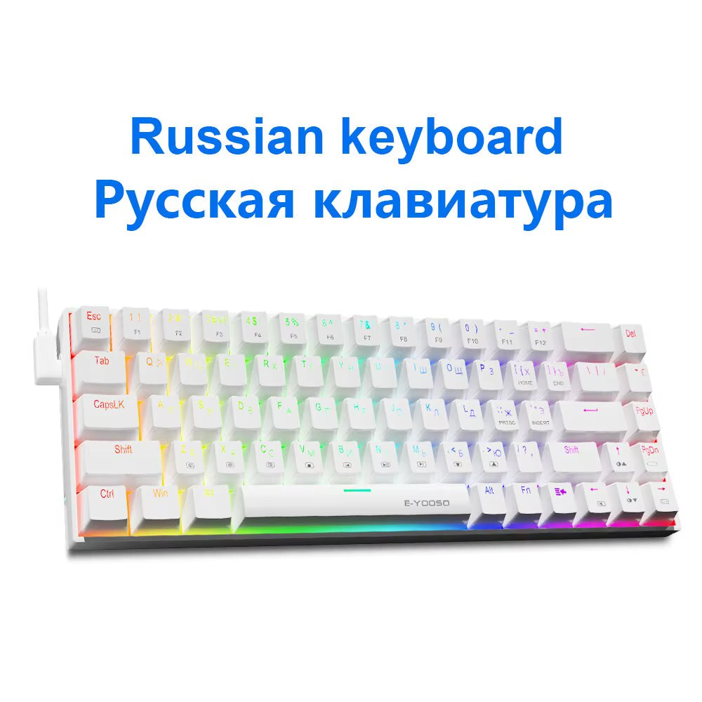 Z686 RGB USB 60% Mini Slim Mechanical Gaming Wired Keyboard Red Switch 68 Keys Russian Brazilian Portuguese for Compute