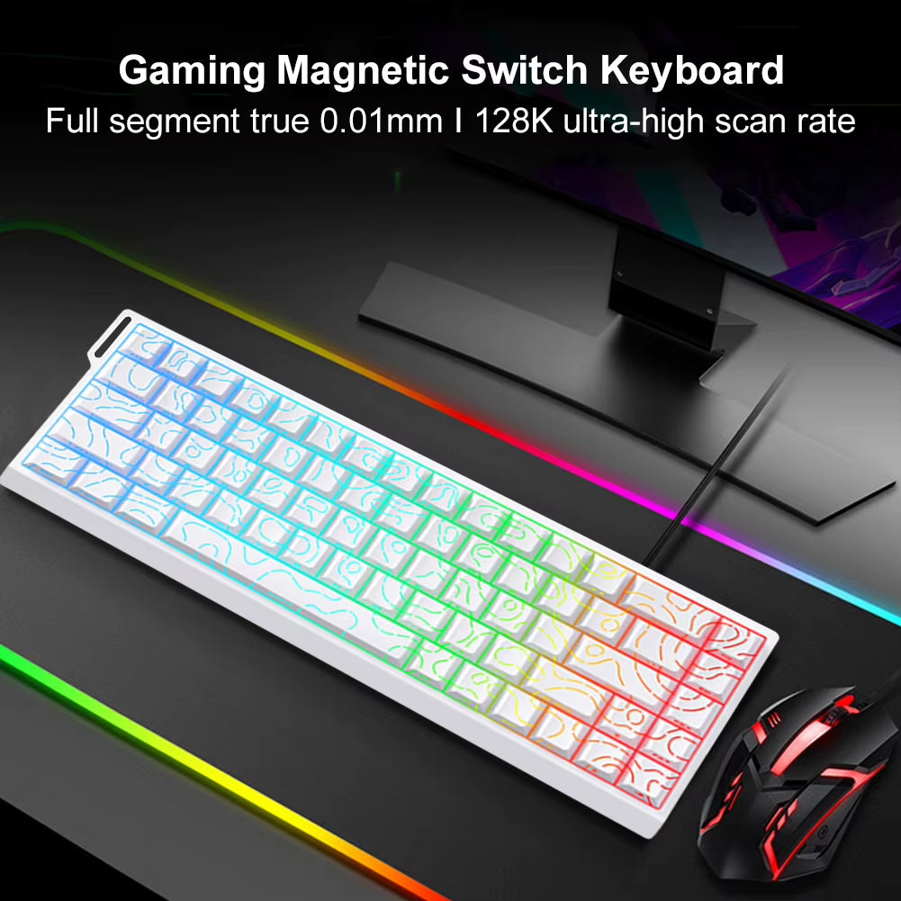 Wired Mechanical Keyboard with Magnetic Switch Rapid Trigger Keyboard 128K Sampling Rate Compact Keyboard for PC Gamer