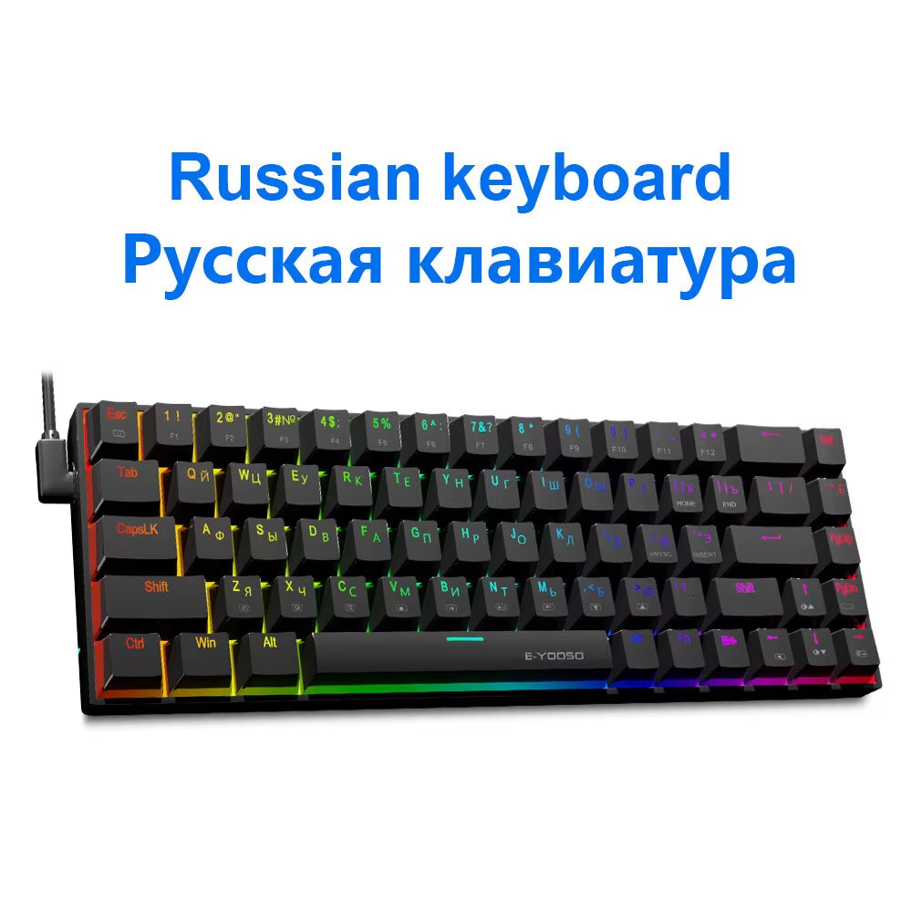 Z686 RGB USB 60% Mini Slim Mechanical Gaming Wired Keyboard Red Switch 68 Keys Russian Brazilian Portuguese for Compute