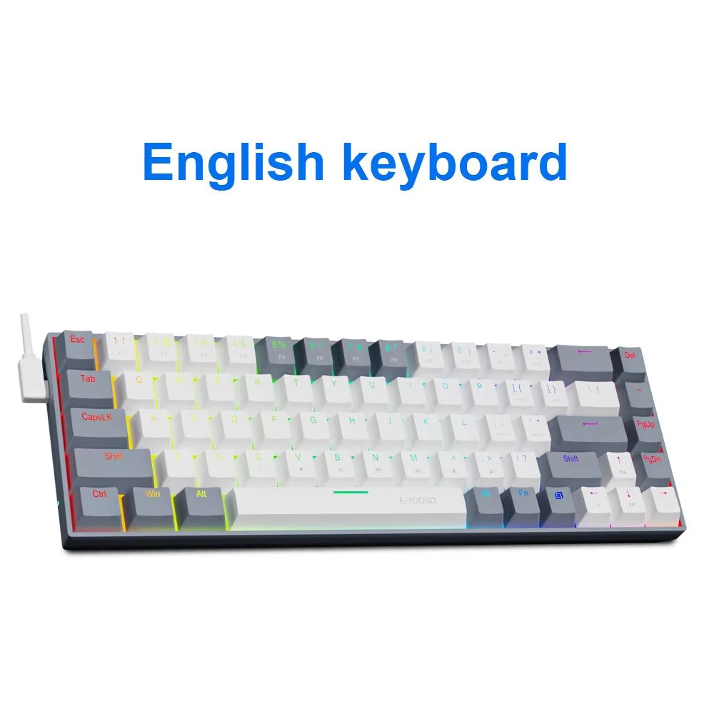 Z686 RGB USB 60% Mini Slim Mechanical Gaming Wired Keyboard Red Switch 68 Keys Russian Brazilian Portuguese for Compute