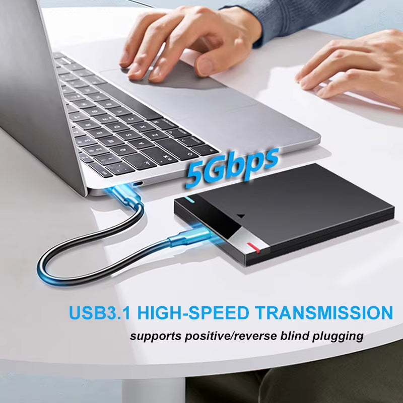 Enclosure HDD Case 2.5 Inch Micro B USB 3.0Type-C Cable External Hard Drive 5TB 5Gbps HD Portable Storage Device Support UASP