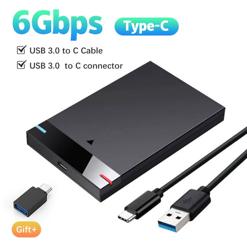 Enclosure HDD Case 2.5 Inch Micro B USB 3.0Type-C Cable External Hard Drive 5TB 5Gbps HD Portable Storage Device Support UASP