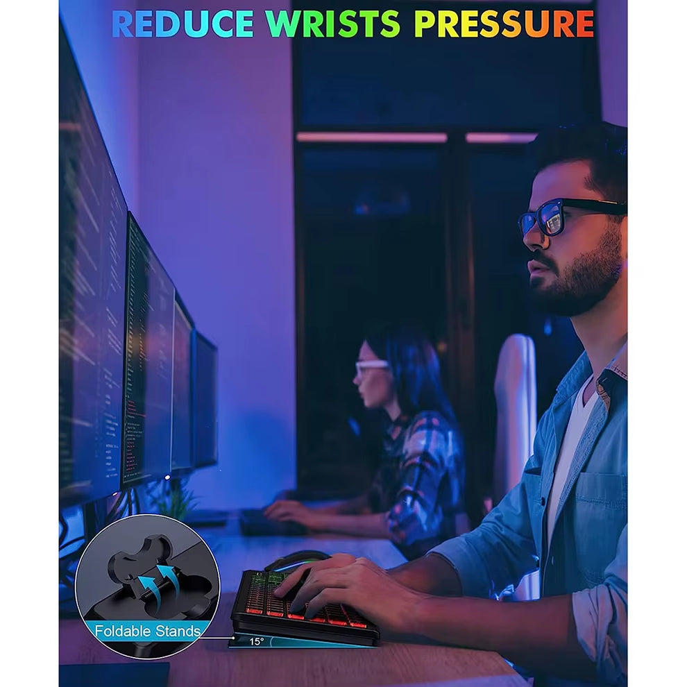 2.4G Wireless Keyboard Mouse Combo RGB Backlit Rechargeable Full-Size Ergonomic Type-C Wireless Keyboard Mouse Set