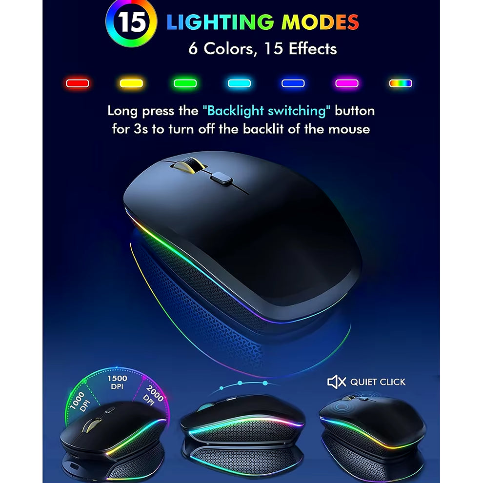 2.4G Wireless Keyboard Mouse Combo RGB Backlit Rechargeable Full-Size Ergonomic Type-C Wireless Keyboard Mouse Set