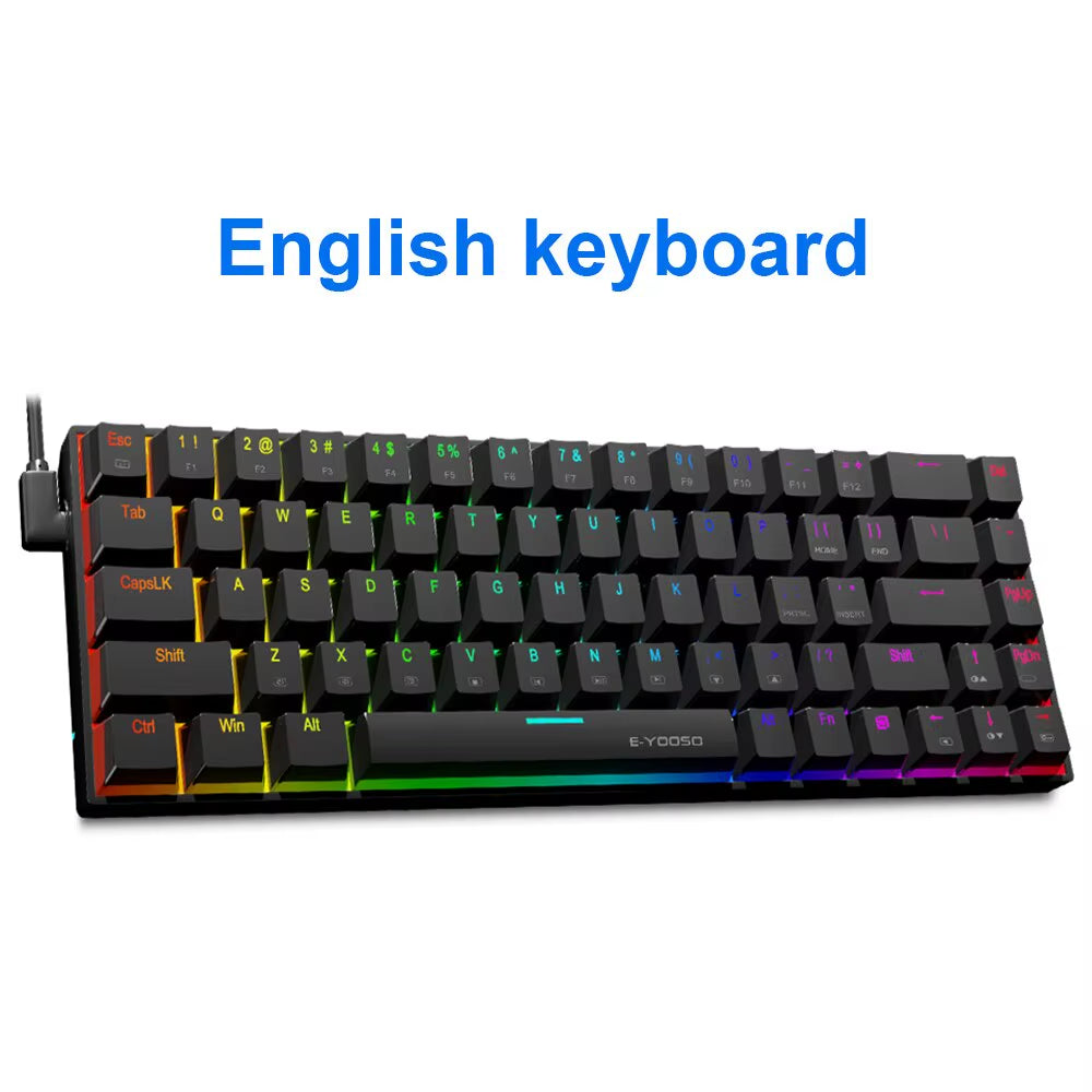 Z686 RGB USB 60% Mini Slim Mechanical Gaming Wired Keyboard Red Switch 68 Keys Russian Brazilian Portuguese for Compute