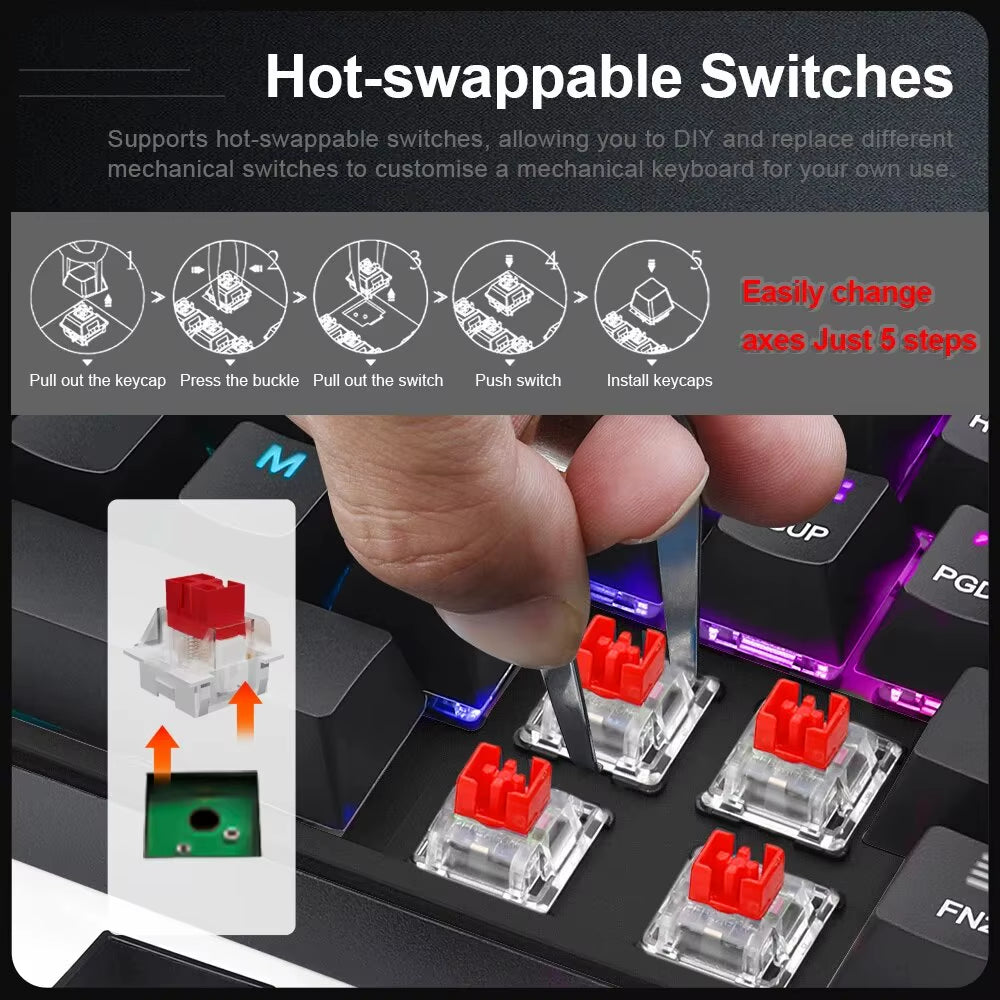 Z686 RGB USB 60% Mini Slim Mechanical Gaming Wired Keyboard Red Switch 68 Keys Russian Brazilian Portuguese for Compute