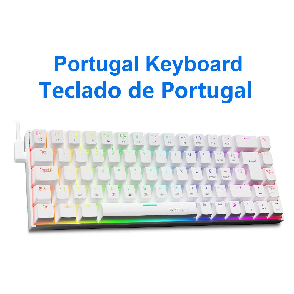 Z686 RGB USB 60% Mini Slim Mechanical Gaming Wired Keyboard Red Switch 68 Keys Russian Brazilian Portuguese for Compute