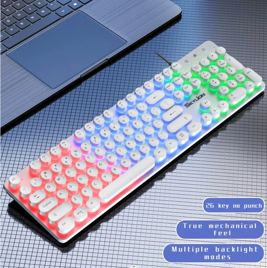 H300 Wired 104 Keys Membrane Keyboard Many Kinds of Colorful Lighting Gaming and Office for Windows and IOS System