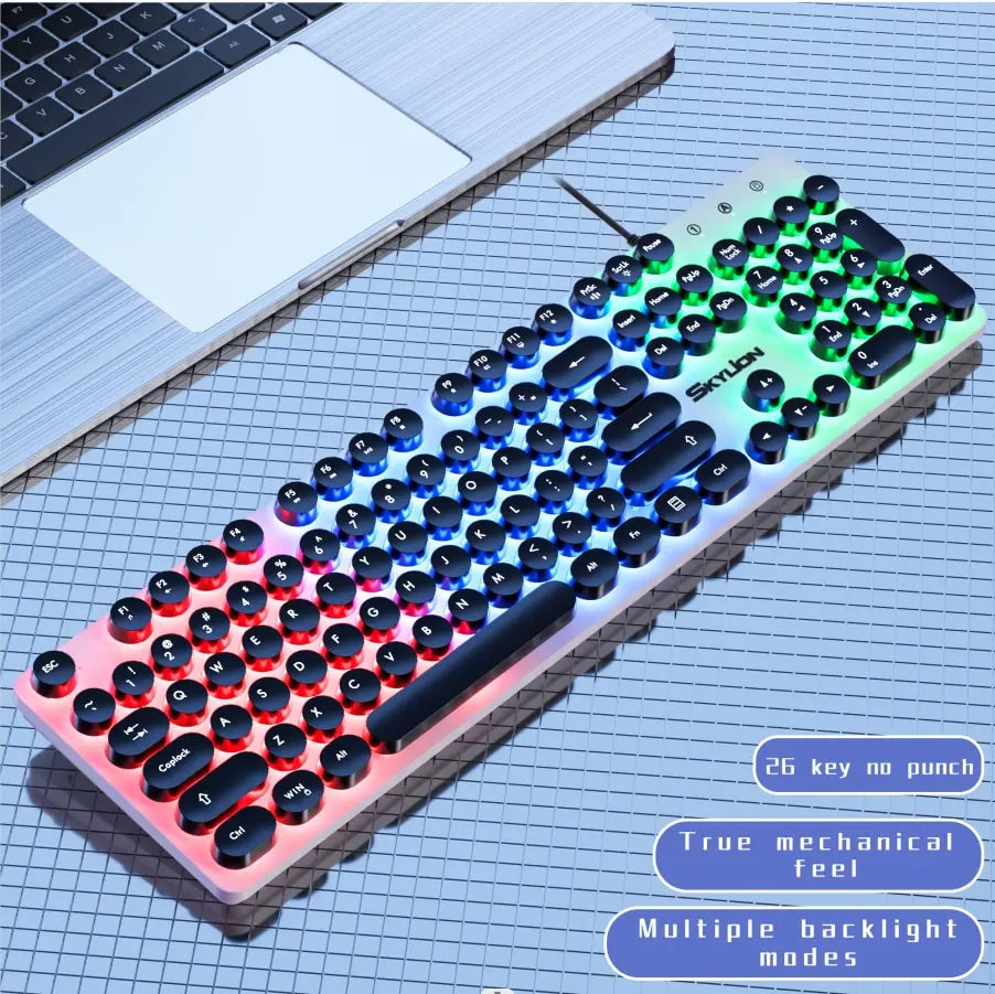 H300 Wired 104 Keys Membrane Keyboard Many Kinds of Colorful Lighting Gaming and Office for Windows and IOS System