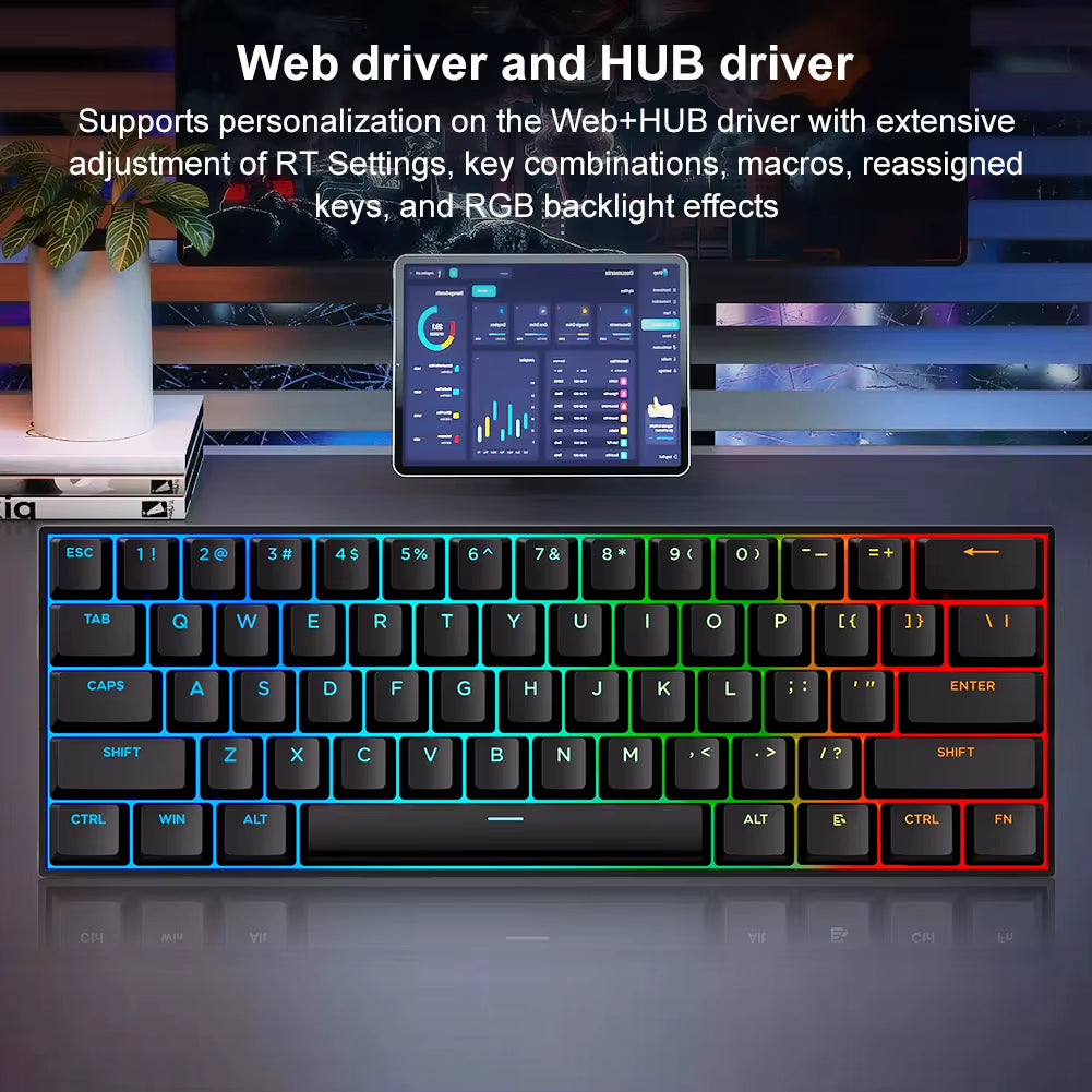 Wired Mechanical Keyboard with Magnetic Switch Rapid Trigger Keyboard 128K Sampling Rate Compact Keyboard for PC Gamer