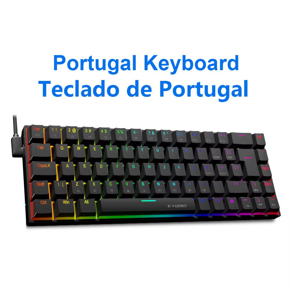 Z686 RGB USB 60% Mini Slim Mechanical Gaming Wired Keyboard Red Switch 68 Keys Russian Brazilian Portuguese for Compute