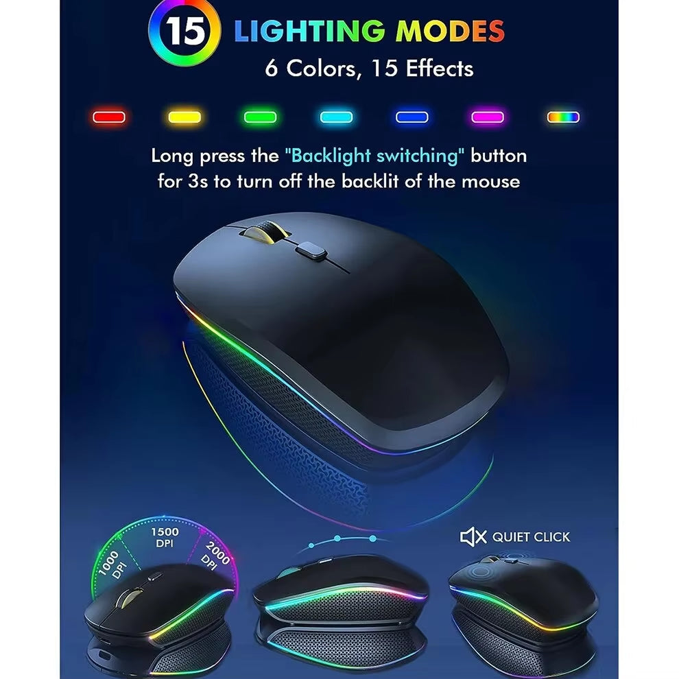 2.4G Wireless Keyboard Mouse Combo RGB Backlit Rechargeable Full-Size Ergonomic Type-C Wireless Keyboard Mouse Set
