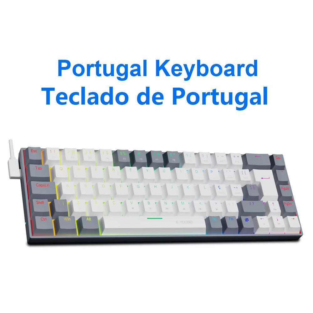 Z686 RGB USB 60% Mini Slim Mechanical Gaming Wired Keyboard Red Switch 68 Keys Russian Brazilian Portuguese for Compute