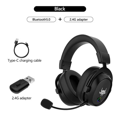 High-End 2.4G Wireless Headphones with Bluetooth Gaming Headset with Microphone Noise Canceling Headphones