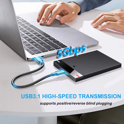 Enclosure HDD Case 2.5 Inch Micro B USB 3.0Type-C Cable External Hard Drive 5TB 5Gbps HD Portable Storage Device Support UASP