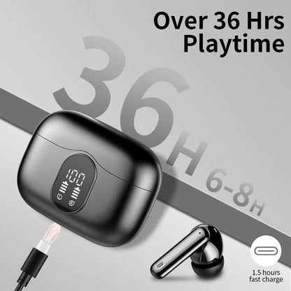 Wireless Earbuds with Bluetooth 5.3, In-Ear Headphones Featuring 4 ENC Mics and 36 Hours of use, LED Display Included.