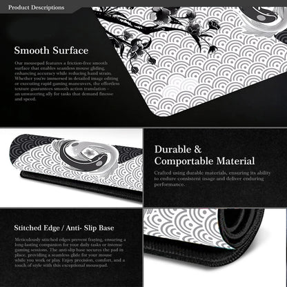 Large mousepad for gaming/work japanese style design